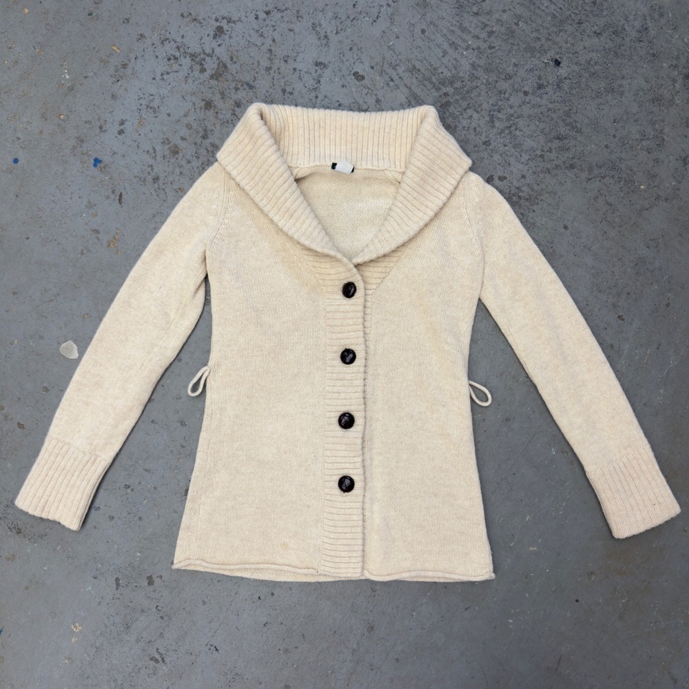 J.Crew Vintage Alpaca Wool Blend Shawl Collar Cardigan Cream Small